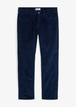 Pantalon droit loose en velours côtelé, doublure flanelle