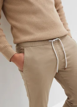 Pantalon droit taille élastiquée, slim