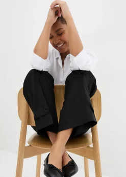 Pantalon en bengaline extensible à taille élastiquée