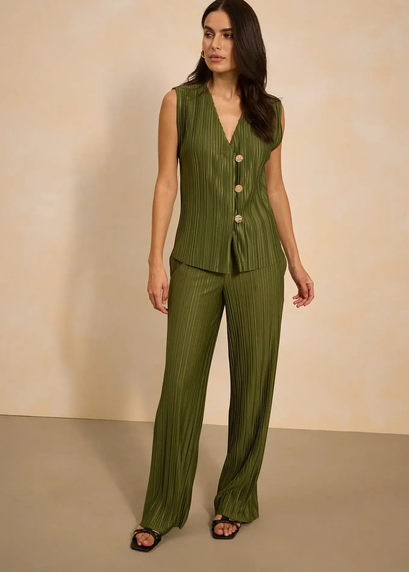 Pantalon en jersey plissé