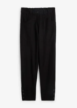 Pantalon en lin avec détails poche et boutons à la base