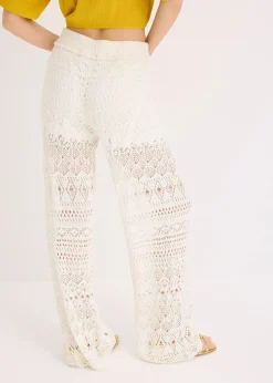 Pantalon en maille ajourée à taille élastiquée