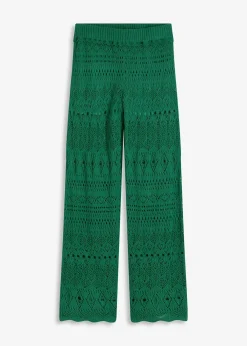 Pantalon en maille ajourée à taille élastiquée