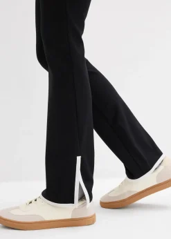 Pantalon en Punto di Roma avec fentes contrastantes