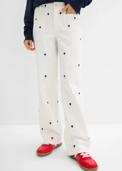 Pantalon en twill avec broderies