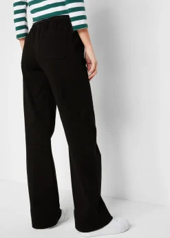 Pantalon en twill avec jambes évasées et taille confortable