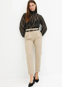 Pantalon en twill léger, paper bag