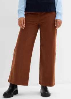 Pantalon en velours côtelé, taille haute élastiquée