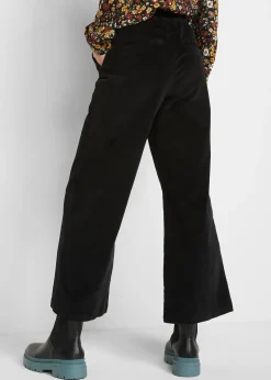 Pantalon en velours côtelé, taille haute élastiquée