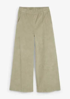 Pantalon en velours côtelé, taille haute élastiquée