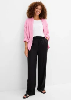 Pantalon en viscose avec taille élastiquée