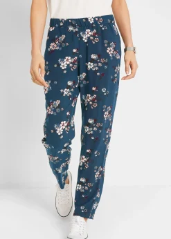 Pantalon en viscose avec taille élastiquée