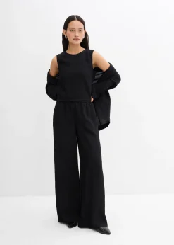 Pantalon en viscose mélangée, effet froissé