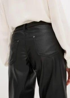 Pantalon enduit à taille élastiquée
