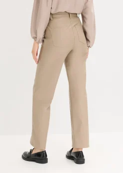 Pantalon enduit avec passepoil, droit