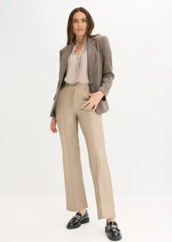 Pantalon enduit avec passepoil, droit