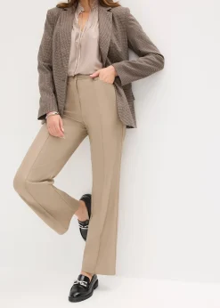 Pantalon enduit avec passepoil, droit