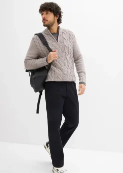 Pantalon extensible loose à taille élastiquée, droit