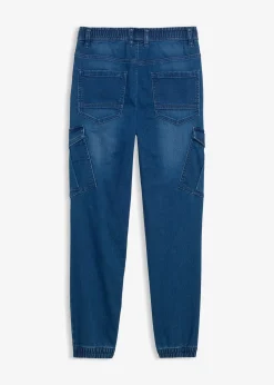 Pantalon jogger regular en sweat effet denim, droit