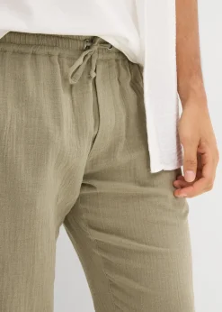 Pantalon jogger regular en gaze de coton, fuselé