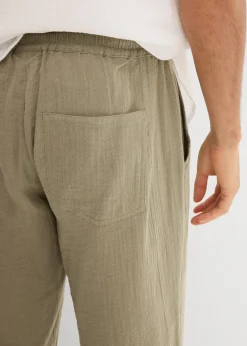 Pantalon jogger regular en gaze de coton, fuselé