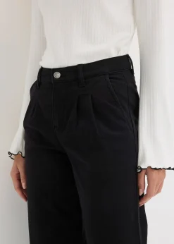 Pantalon large à pinces avec taille élastiquée
