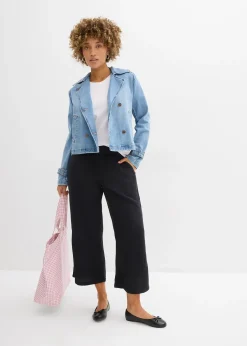 Pantalon large à pinces en gaze de coton