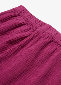 Pantalon large à pinces en gaze de coton