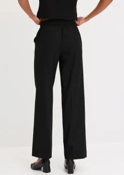 Pantalon large à pinces et boutons décoratifs