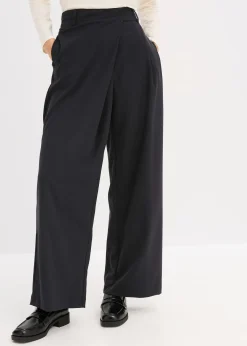 Pantalon large à pinces et fermeture croisée