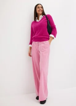 Pantalon large à pinces et rayures tennis
