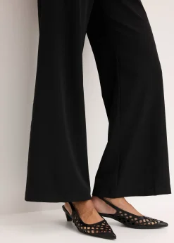 Pantalon large à pinces et taille élastiquée
