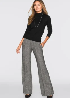Pantalon large à pinces, taille courte