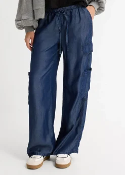 Pantalon large à taille extensible en lyocell fluide