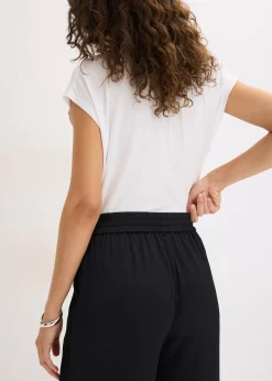 Pantalon large à taille élastiquée