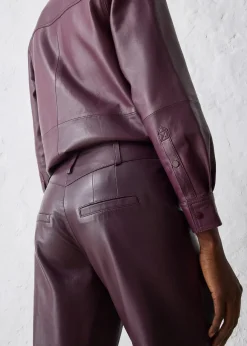 Pantalon large en cuir d’agneau nappa