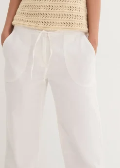 Pantalon large en lin et coton