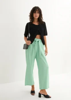 Pantalon large en lin mélangé