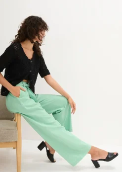 Pantalon large en lin mélangé