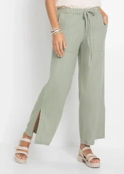 Pantalon large en lin mélangé