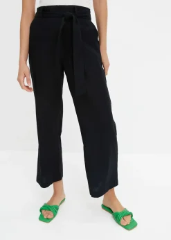 Pantalon large en lin mélangé