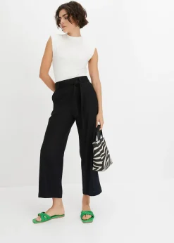 Pantalon large en lin mélangé