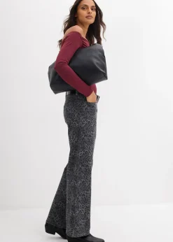 Pantalon large en twill imprimé léopard