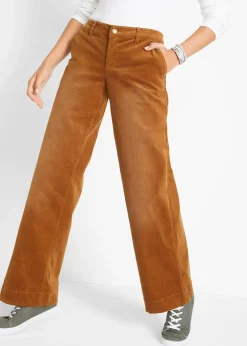 Pantalon large en velours côtelé extensible