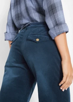Pantalon large en velours côtelé extensible