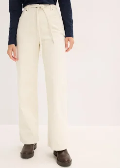 Pantalon large en velours côtelé avec ceinture à nouer