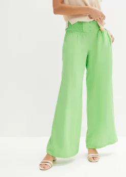 Pantalon large et léger à pinces en lin mélangé