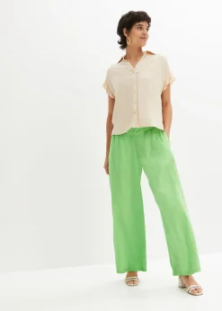 Pantalon large et léger à pinces en lin mélangé
