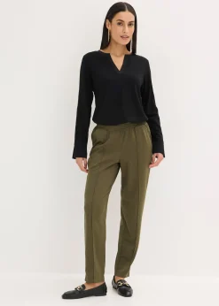 Pantalon élastiqué avec nervures devant