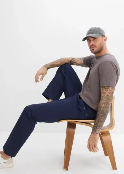 Pantalon loose et extensible à taille élastiquée, droit